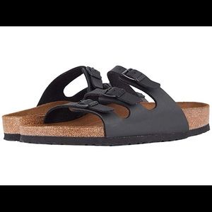 NEW IN BOX- Birkenstock Florida, Black Leather, 38